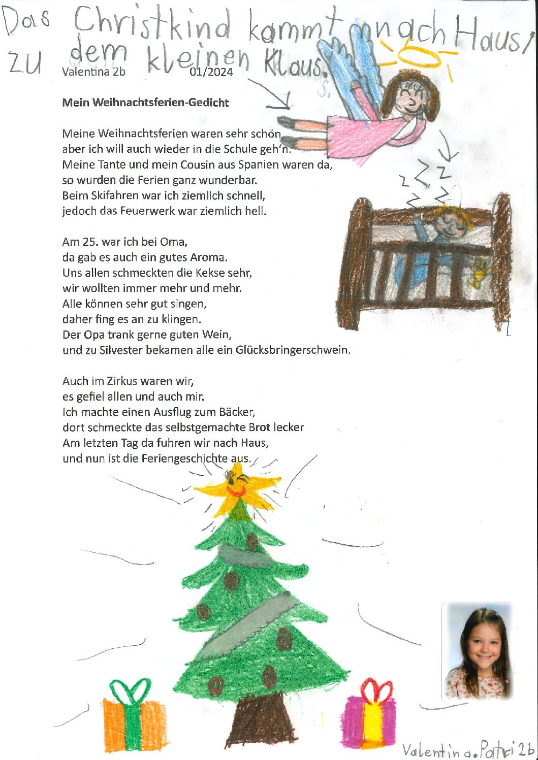 Weihnachtsferien Gedicht von Valentina aus der 2b